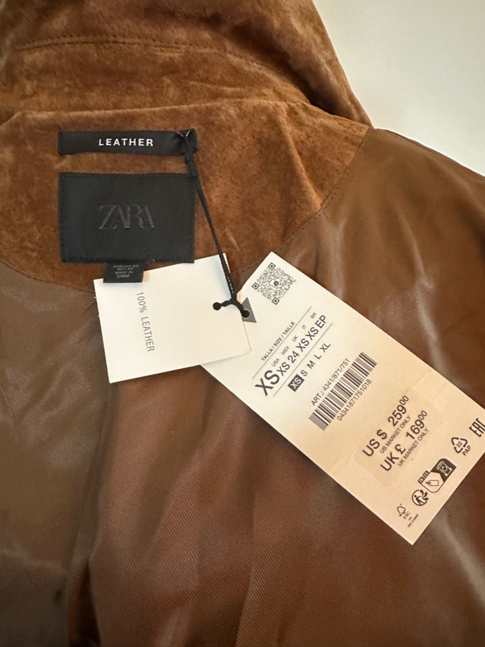 Zara Suede Bomber Jacket - NEW WITH TAGS - Picture 7 of 10